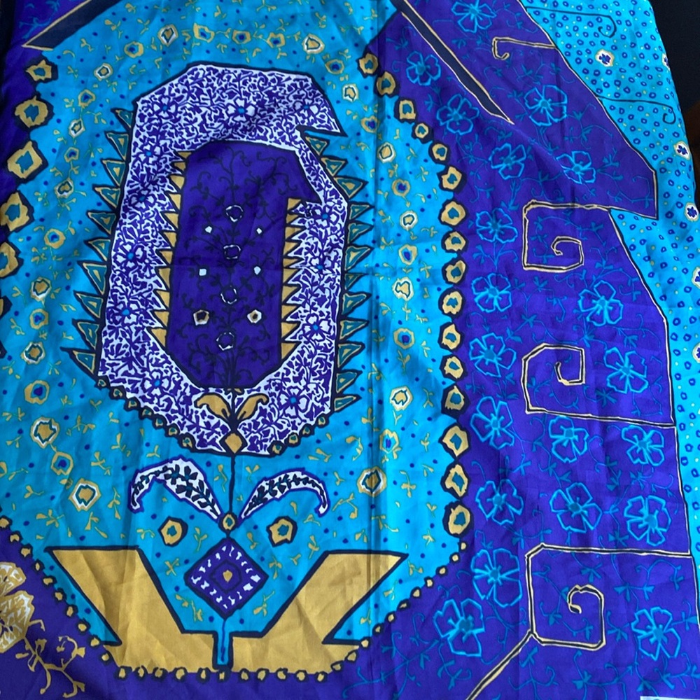 Jim Renoir Scarf Blue Gold Abstract 30”